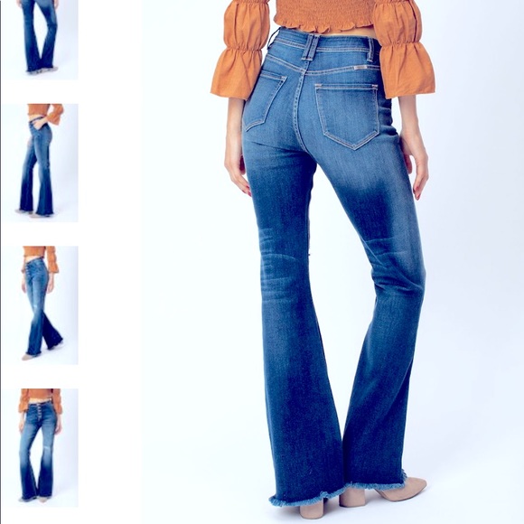 NWT: KanCan Dark Wash Button Top Flares - Picture 3 of 5